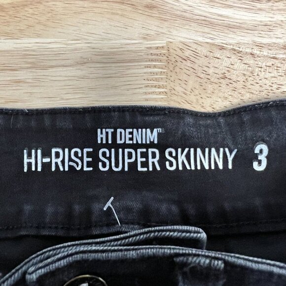 HT Denim Womens Black Hi-Rise Super Skinny Distressed Jeans Size 3 - Picture 8 of 9
